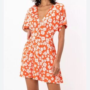ASOS• orange floral print mini dress